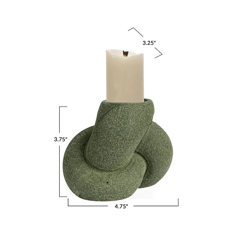 Hello Honey® 4" Green Stoneware Tealight & Taper Candle Holder