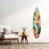 American Art Decor Aloha Hawaii Surfboard Plague Wall Sign - 15" x 59.625"
