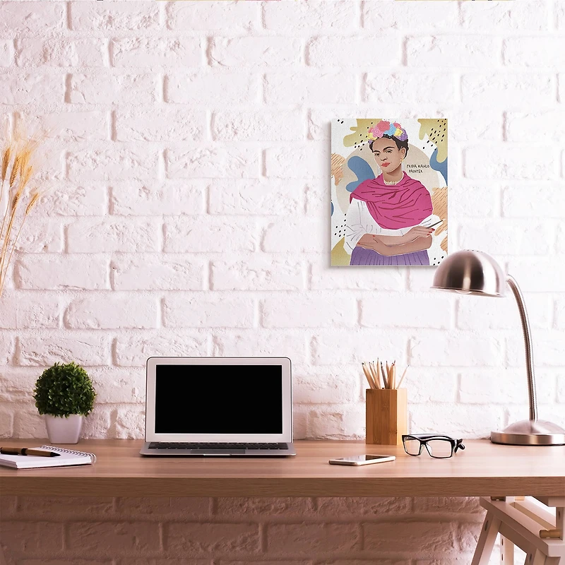 Stupell Industries Frida Kahlo Posing with Paint Brush Wall Art