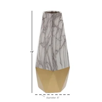 CosmoLiving by Cosmopolitan 14" Gold & Marble Stoneware Vase