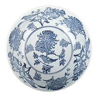 Hello Honey® 10" Blue & White Aviary Garden Stoneware Bowl