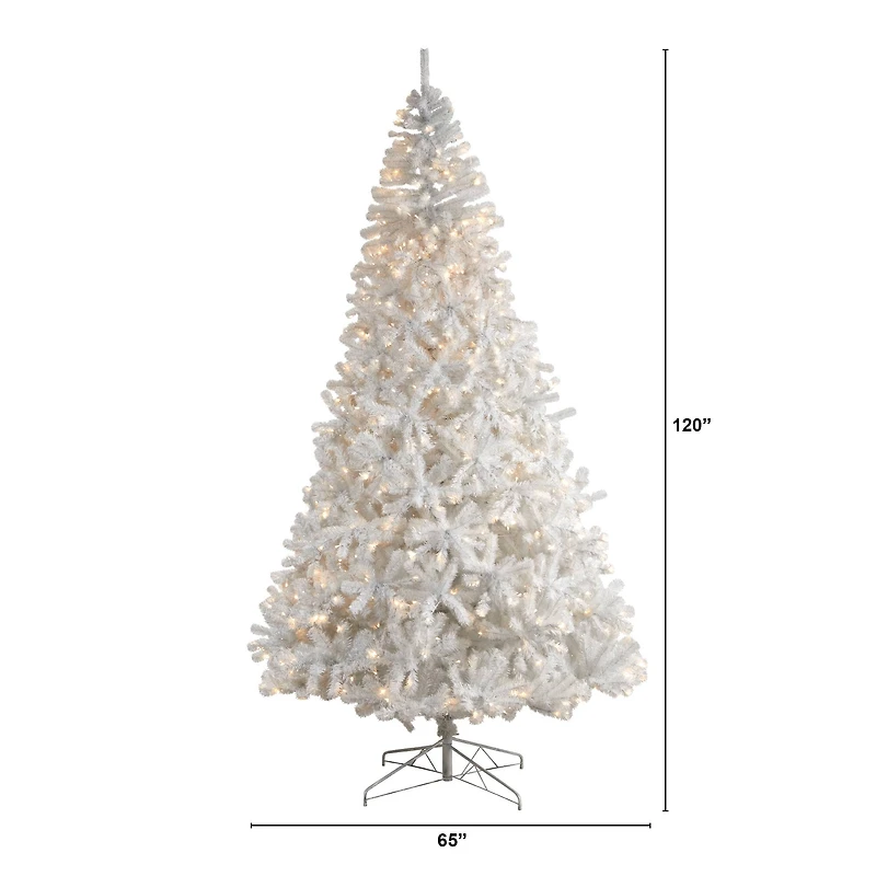 10ft. Pre-Lit White Artificial Christmas Tree, Clear LED Lights