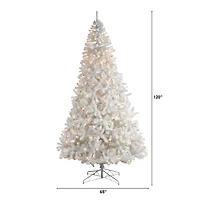 10ft. Pre-Lit White Artificial Christmas Tree, Clear LED Lights