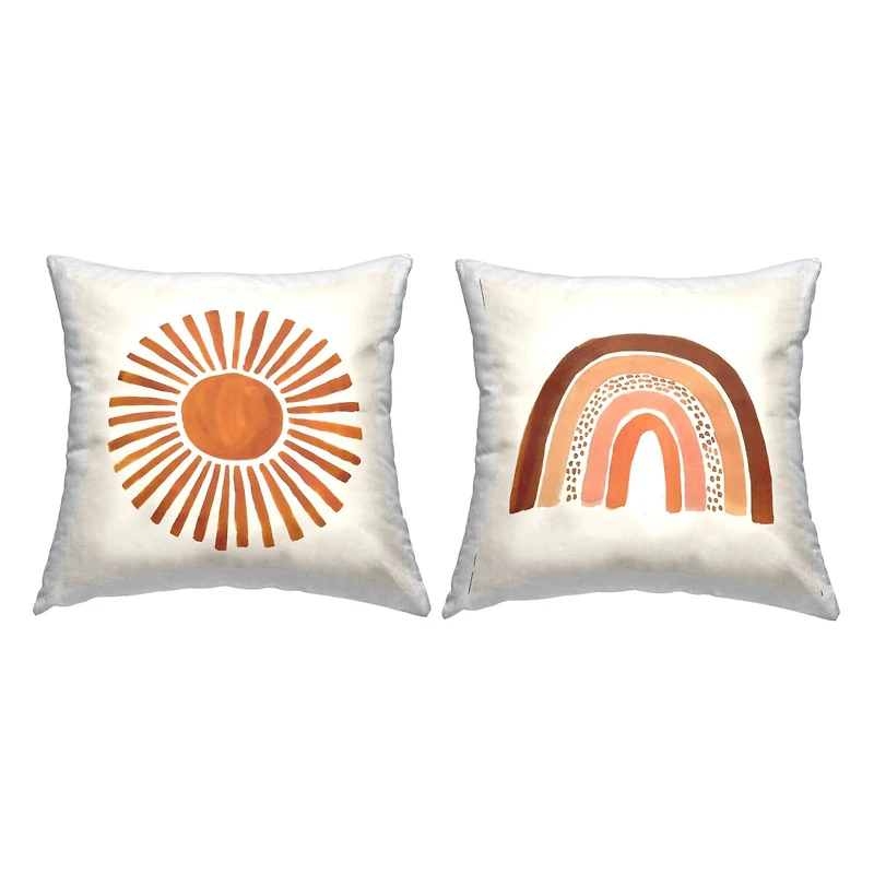 Stupell Industries Warm Boho Sun Rainbow Nature Patterns 2 Pillow Set, 18" x 18"