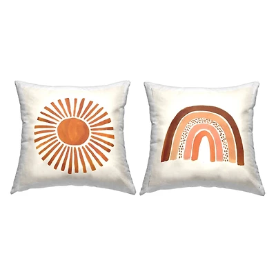 Stupell Industries Warm Boho Sun Rainbow Nature Patterns 2 Pillow Set, 18" x 18"