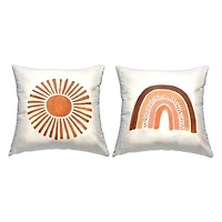 Stupell Industries Warm Boho Sun Rainbow Nature Patterns 2 Pillow Set, 18" x 18"