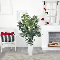 4.5ft. Kentia Palm Artificial Tree in White Tower Planter