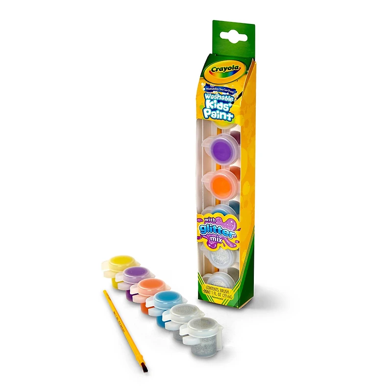 Crayola® Glitter Effects Washable Kids' Paint Pots, 12 Packs of 6