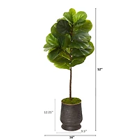 4ft. Fiddle Leaf Tree in Ribbed Metal Planter