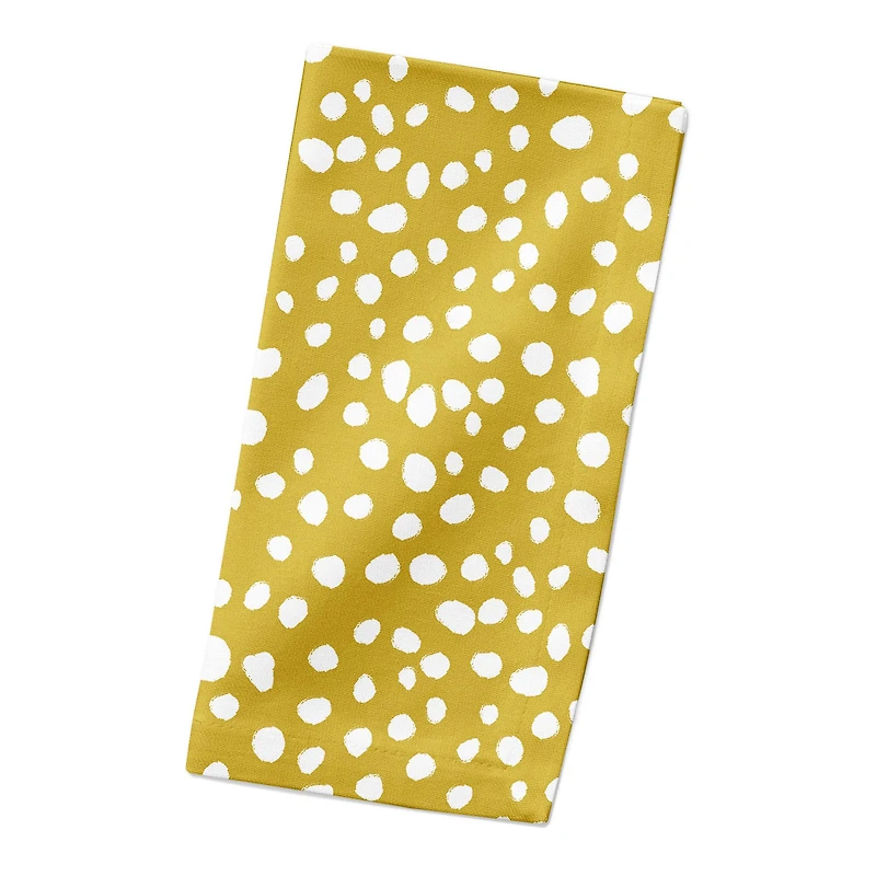 Yellow Painted Spots 10" x 10" Cotton Twill Napkin