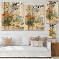 Designart - Autumn Landscape With Flying Over The Water