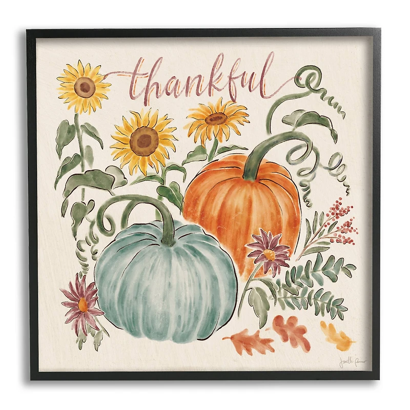 Stupell Industries Autumn Botanical Thankful Nature Framed Giclee Art