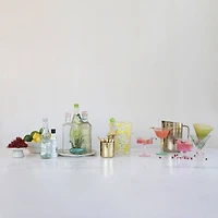 Hello Honey 2 Quart Hand-Blown Confetti Glass Ice Bucket with Handles, Yellow, Pink and White