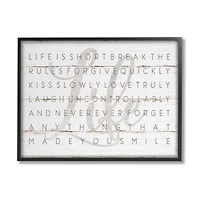 Stupell Industries Life Is Short Smile Grey on White Planked Look Framed Wall Art