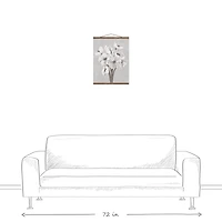 Soft Gray Poppies Teak Hanging Canvas