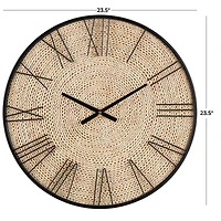 23.5" Coiled Rope Wall Clock with Black Metal Frame