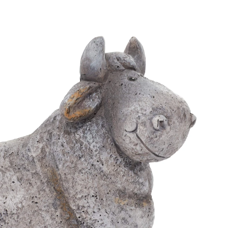14" Gray Stone Country Cow Garden Sculpture