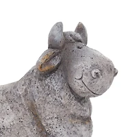 14" Gray Stone Country Cow Garden Sculpture