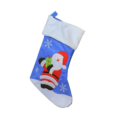 15" Blue & Red Santa Claus Christmas Stocking