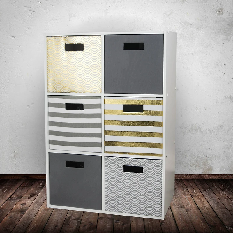 DII® 11" Gray Waves Cube Storage Bin