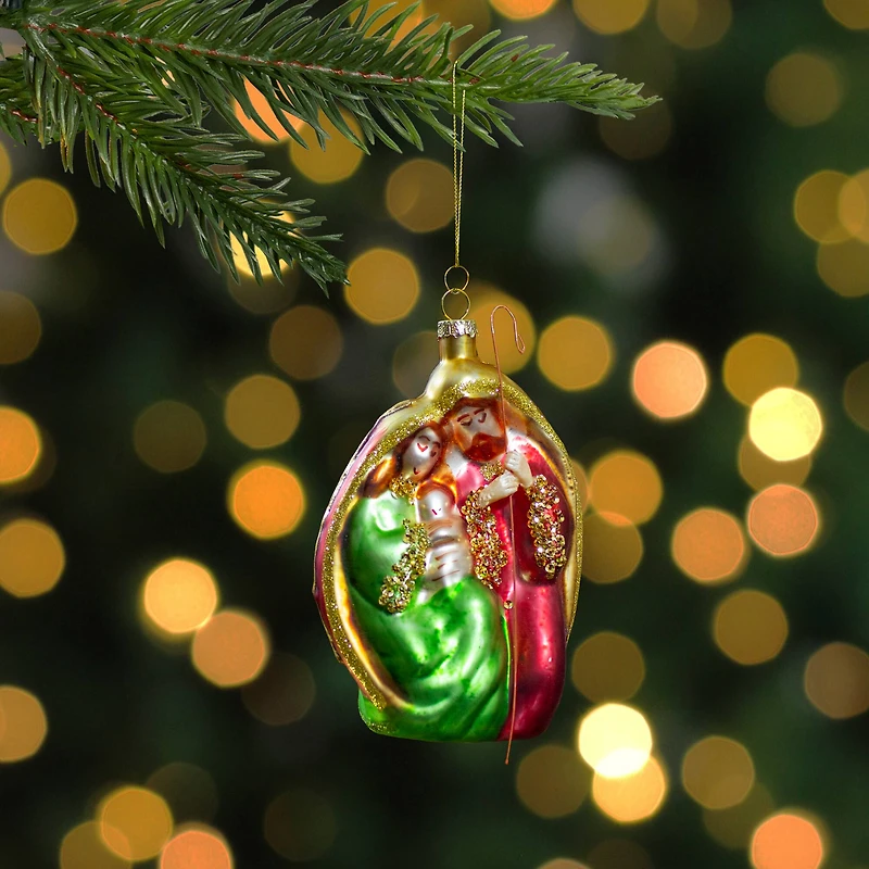 Holy Family Glass Nativity Ornament