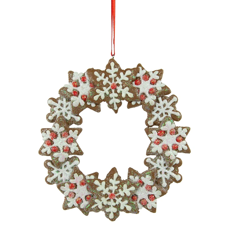 5" Gingerbread Snowflake Wreath Ornament