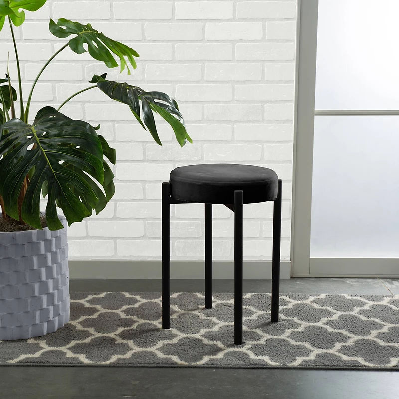 Home Details 18" Velour Vanity Stool