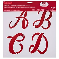 Alphabet Handlettered Script Stencils, 12" x 12" by Craft Smart®