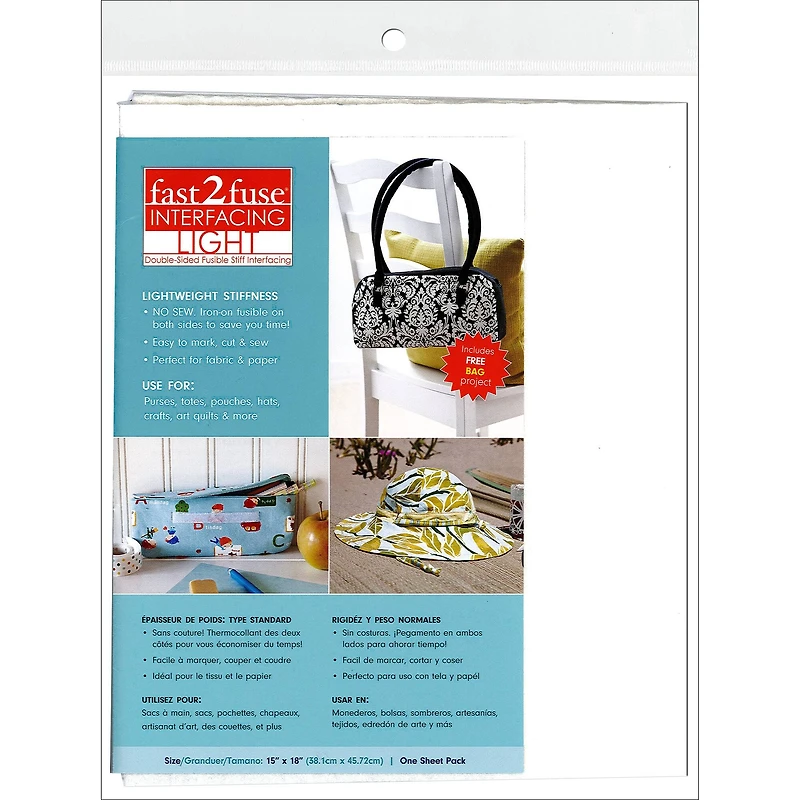 C&T Publishing Light Fast2Fuse Fusible Interfacing, 15" x 18"