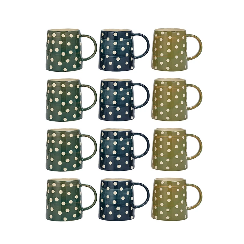 Hello Honey® 14oz. Green Polka Dot Ceramic Mugs, 12ct.