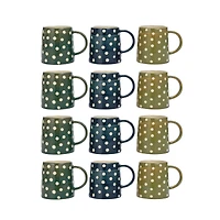 Hello Honey® 14oz. Green Polka Dot Ceramic Mugs, 12ct.