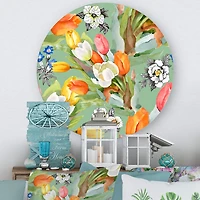 Designart - Blooming White and Orange Tulips III