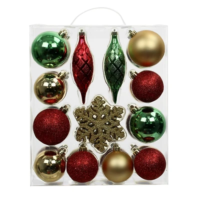 34 Pack Red, Green & Gold Shatterproof Ornaments by Ashland®