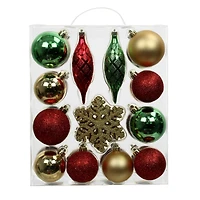 34 Pack Red, Green & Gold Shatterproof Ornaments by Ashland®