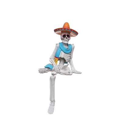 9" Day of the Dead Sitting Skeleton with Sombrero Tabletop Décor by Ashland®