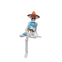 9" Day of the Dead Sitting Skeleton with Sombrero Tabletop Décor by Ashland®