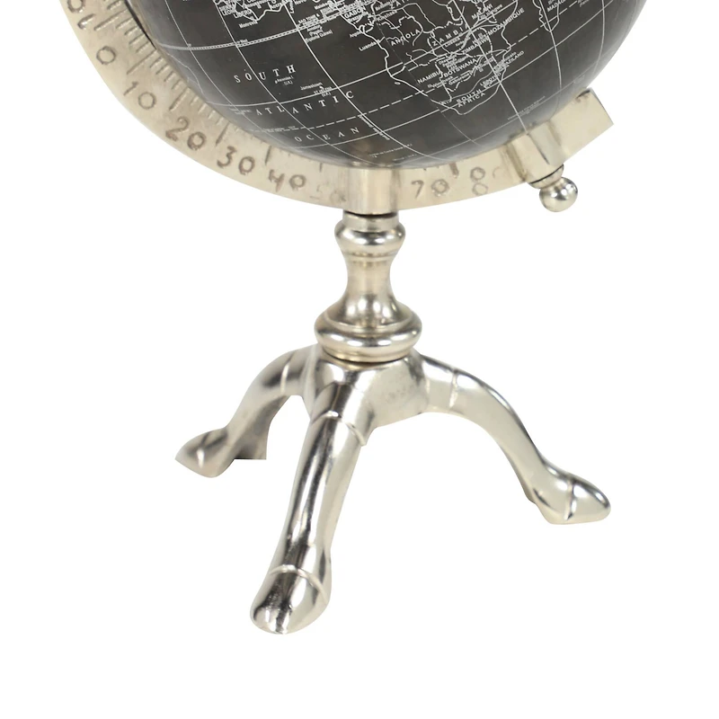 12" Rustic Black Globe with Silver Aluminum Stand