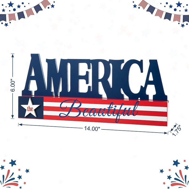 Glitzhome® 14" Wide America the Beautiful Tabletop Décor