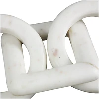 White Marble Geometric 3-Link Chain Sculpture Set