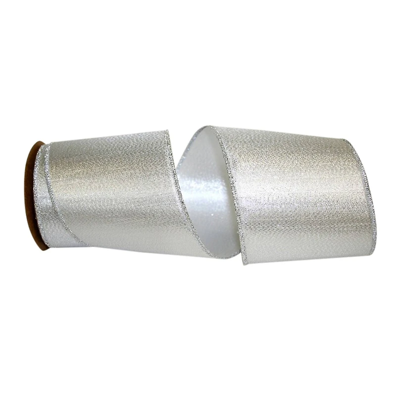 JAM Paper 4" x 10yd. Silver Lame Wired Edge Ribbon