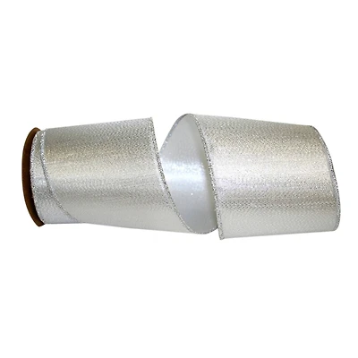 JAM Paper 4" x 10yd. Silver Lame Wired Edge Ribbon