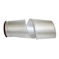 JAM Paper 4" x 10yd. Silver Lame Wired Edge Ribbon