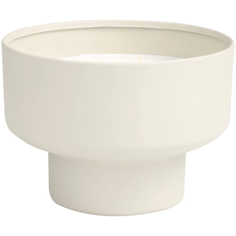 White Wax White Sage Scented Candle with Elevated Matte Light Gray Container