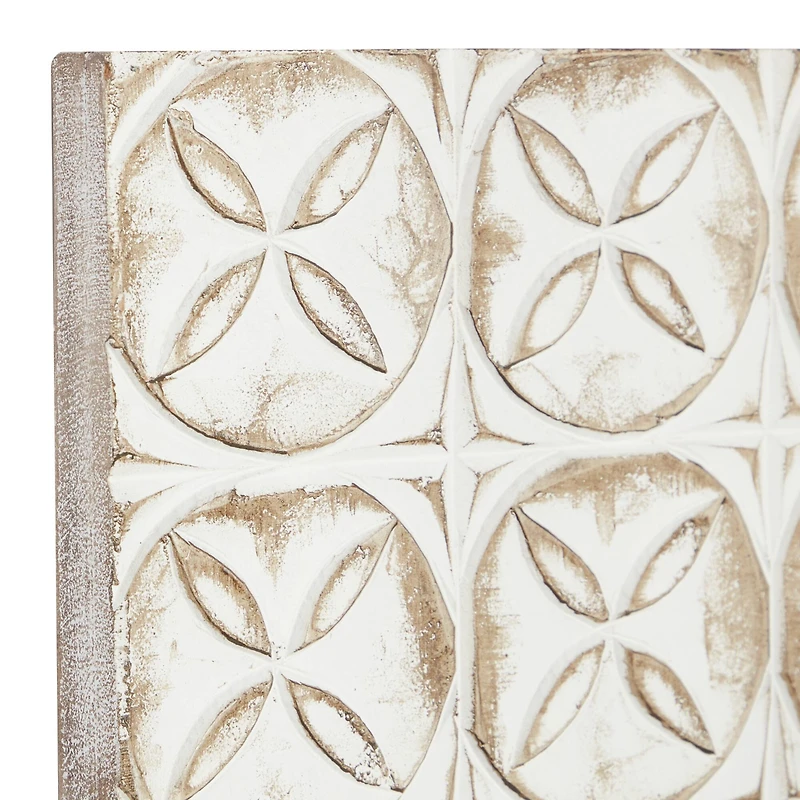 48" White Wood Traditional Abstract Wall Décor Set