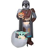 6.5ft. Airblown® Inflatable Halloween Star Wars Mandalorian & The Child with Pumpkin