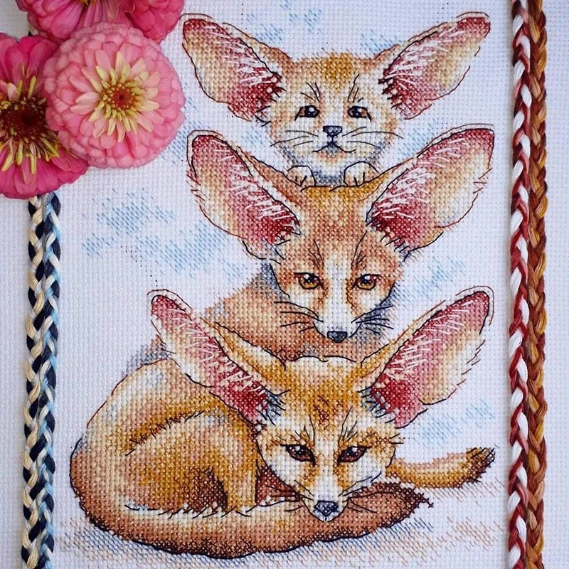MP Studia Fennec Fox Family Cross Stitch Kit