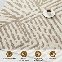 Glitzhome® 8ft. x 10ft. Ivory & Tan Geometric Area Rug