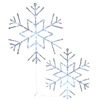 6-Point Star Ice Crystal Snowflake Pair with LED Lights