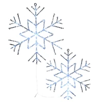 6-Point Star Ice Crystal Snowflake Pair with LED Lights