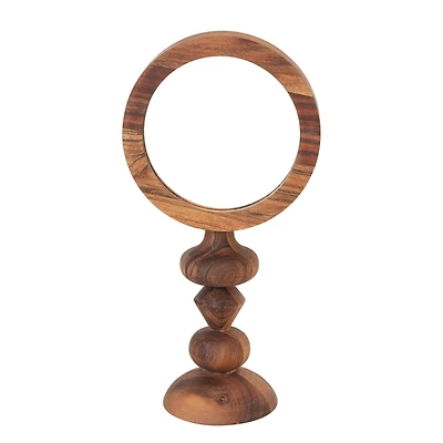 Hello Honey® 8" x 16" Acacia Wood Table Mirror with Carved Wood Base